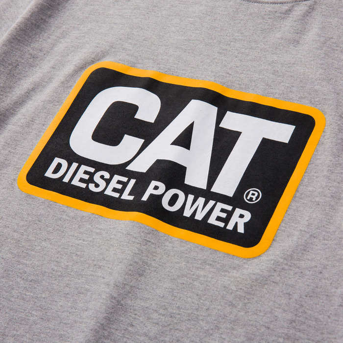 Diesel power tee - Heather grey-yellow - Cw - tops - CAT Footwear